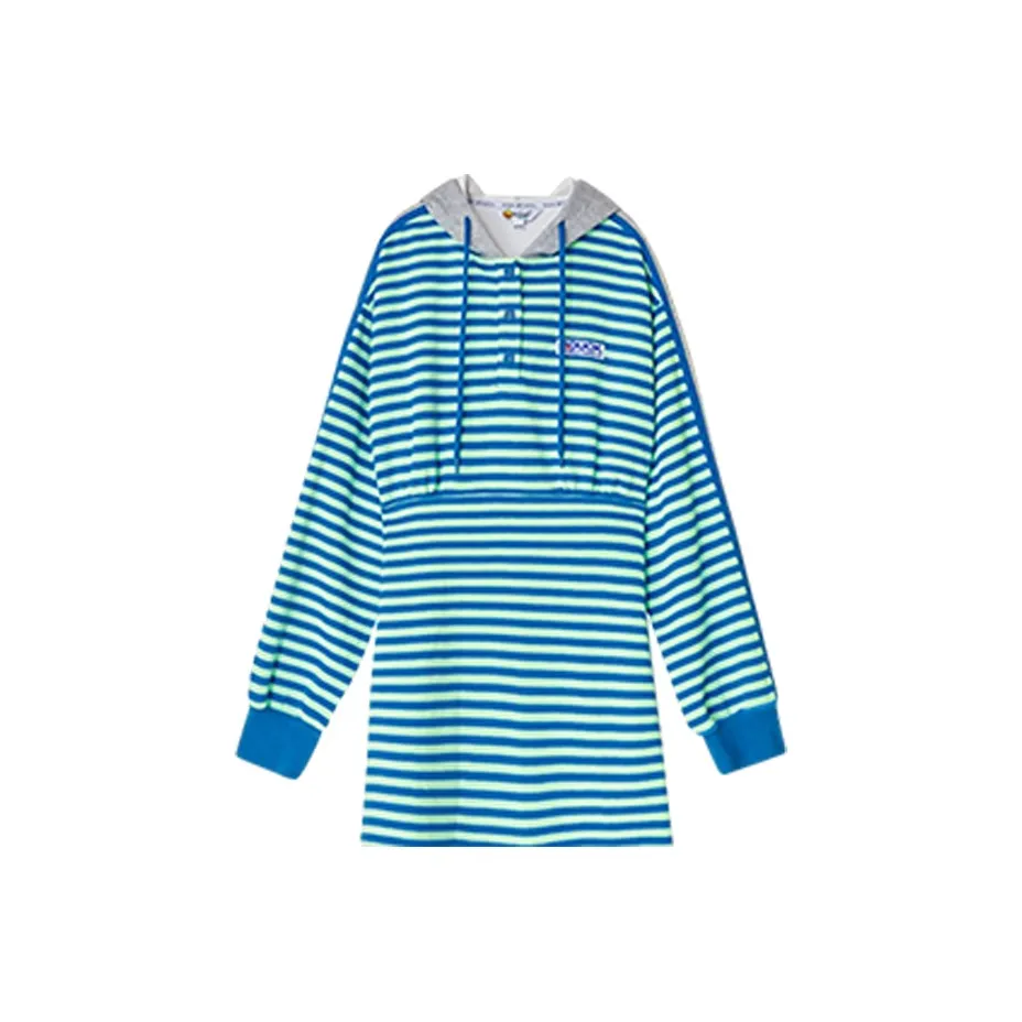 B.Duck Long Sleeved Dresses Women's Blue Green Stripes