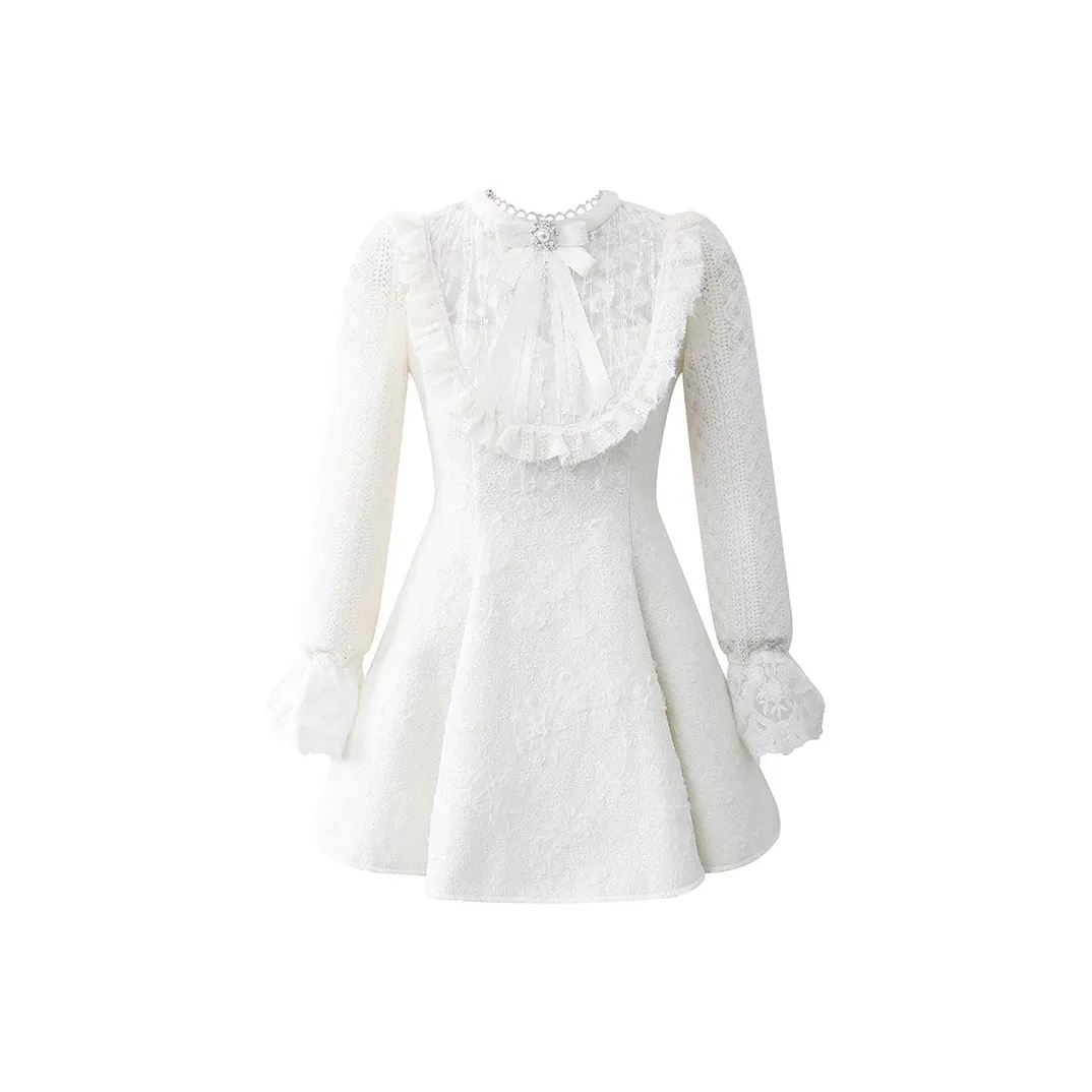 TUSHIFEI Длинное платье с длинными рукавами женское белое