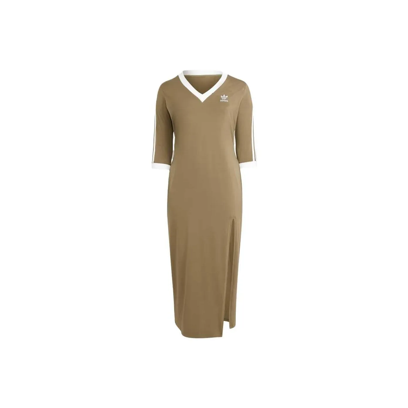 Adidas Originals Adicolor Classics 3 Stripes V Neck Maxi Dress Plus Size
