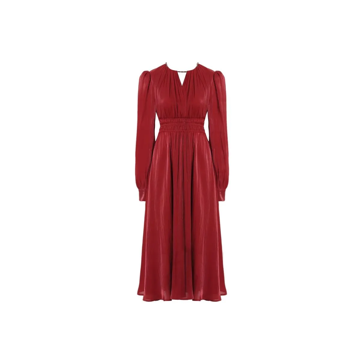 DPLAY Длинное платье с длинными рукавами женское цвет ягодный красный