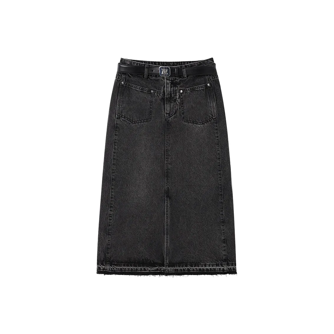 PEACEBIRD Деним Длинный Юбка Женские Черный Серый
