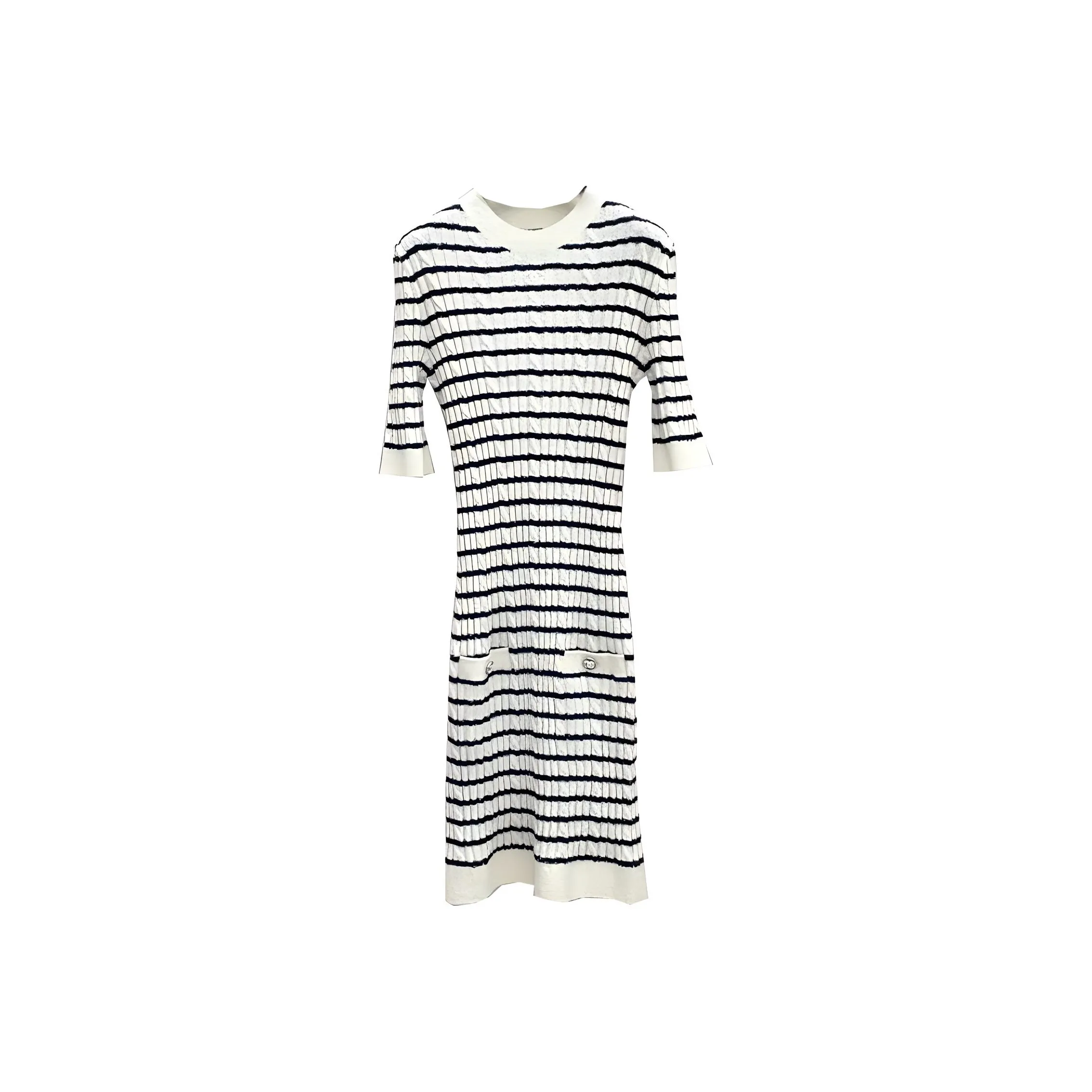 CHANEL Pre Owned 2023 Striped Knitted Dress