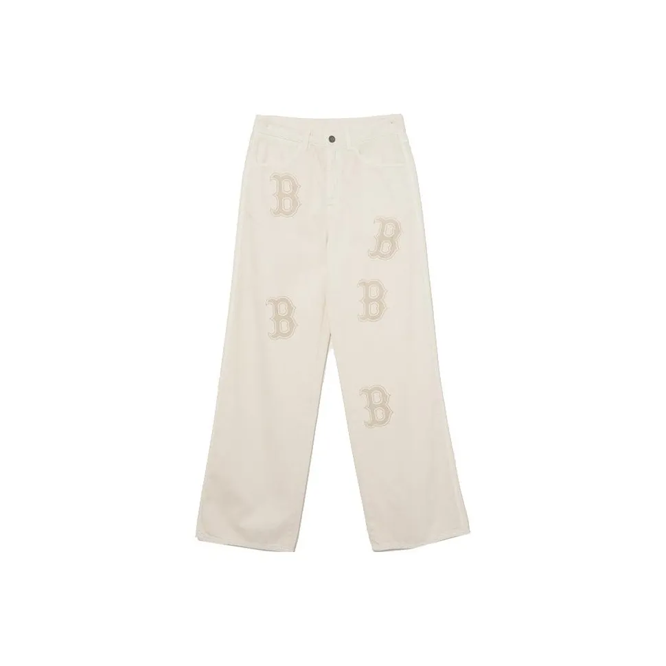 MLB Mega Emblem Jeans Women's Cream
