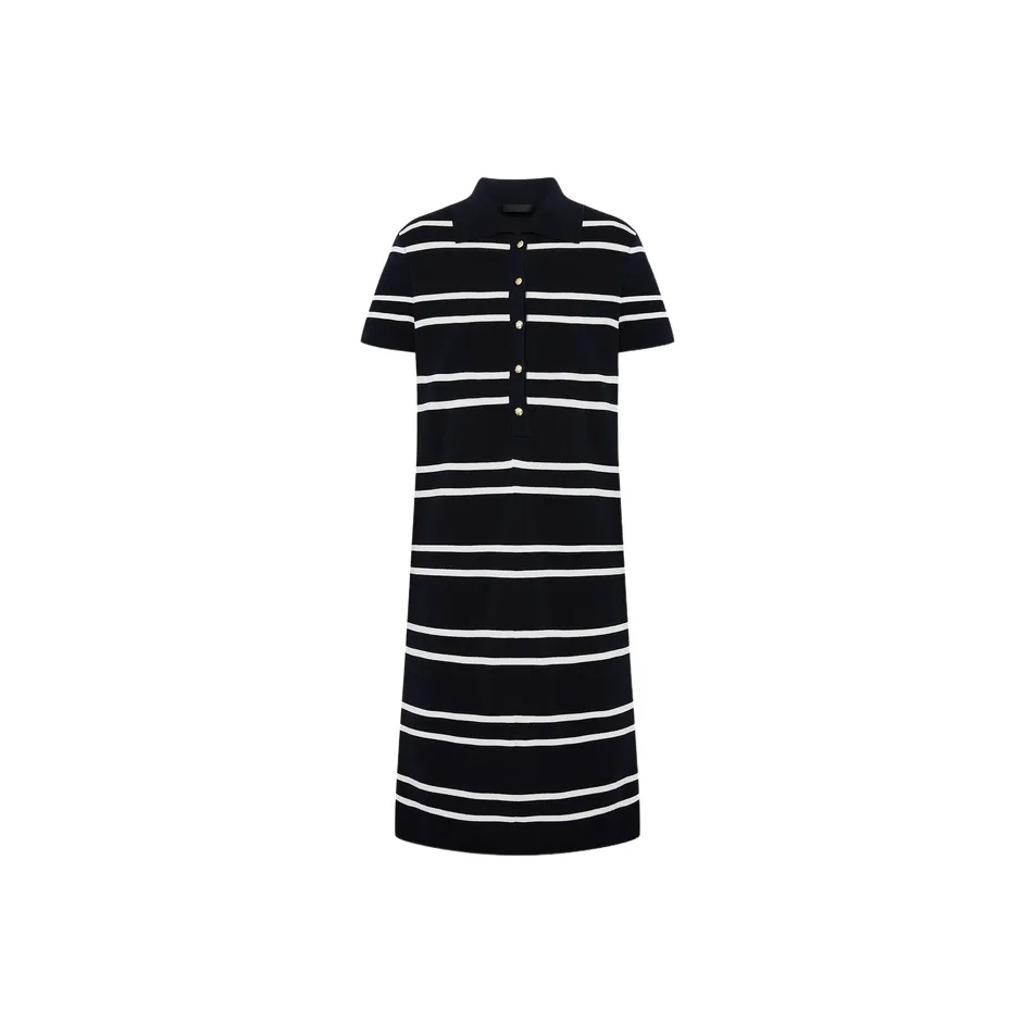 MOCO Short Sleeved Dress Women's Blue White Stripes Color