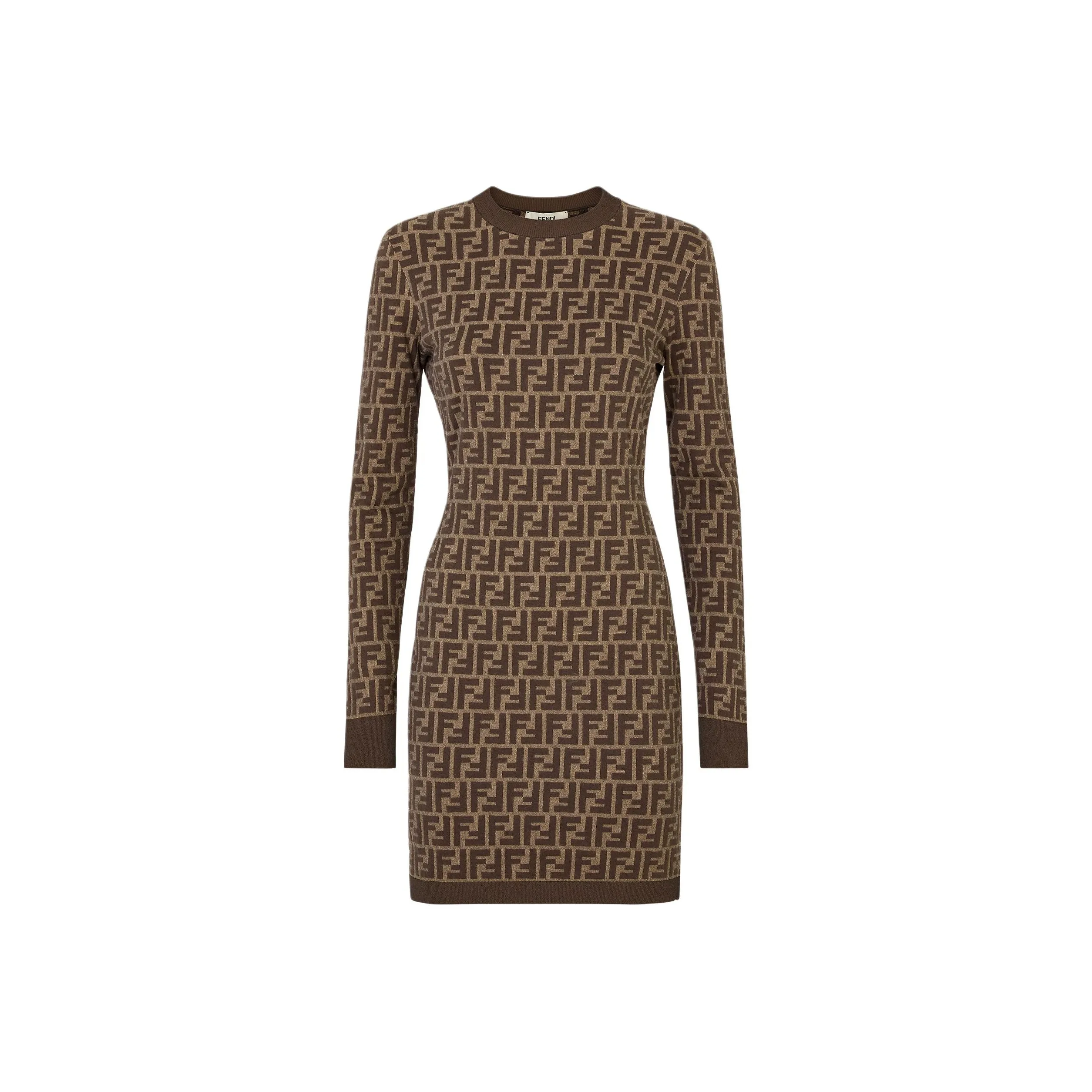 FENDI Monogrammed Long Sleeved Dress