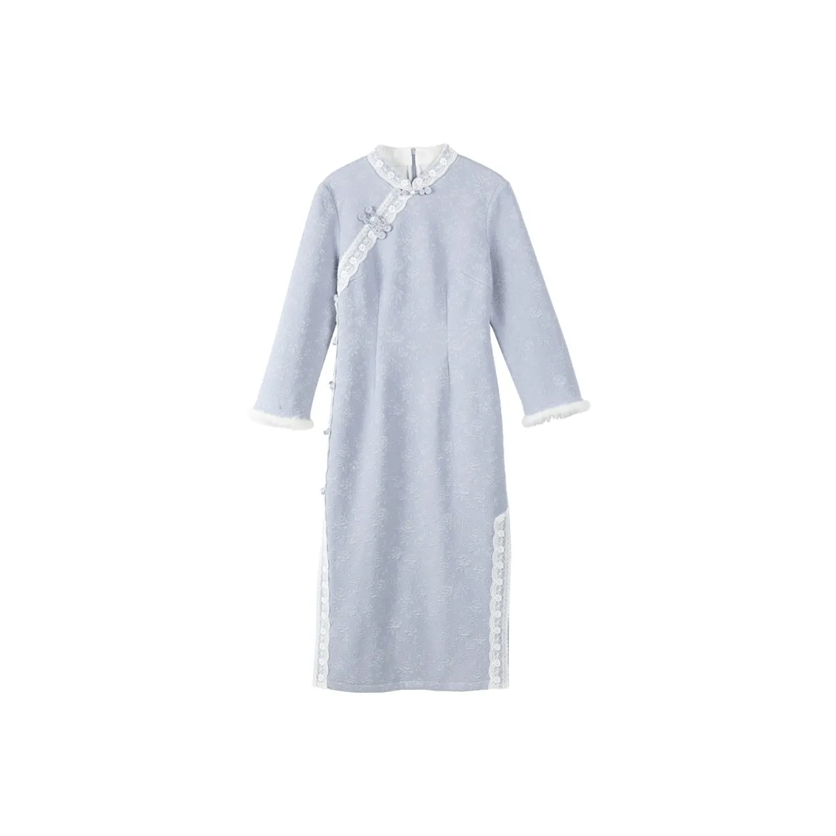 TOUCH Длинное платье с длинными рукавами женское синее