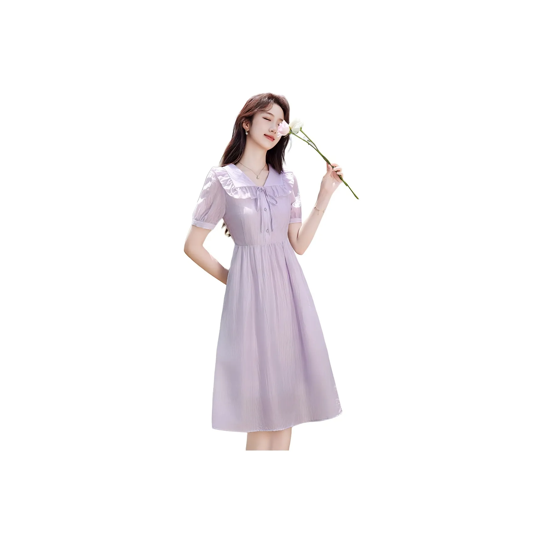 Like The Age Of Water Летний Короткий Рукав Платье Женское Фиолетовое