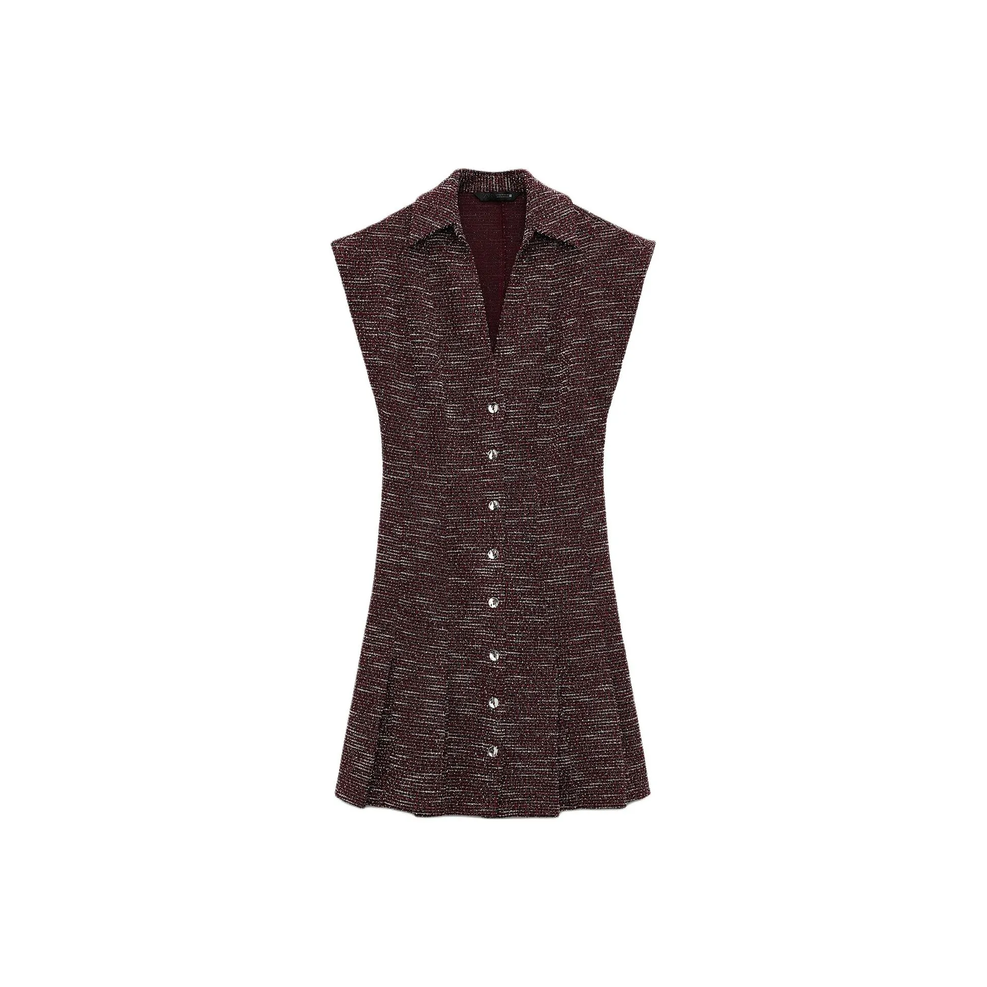 ZARA Короткий рукав Платье Женское Темно-красный цвет