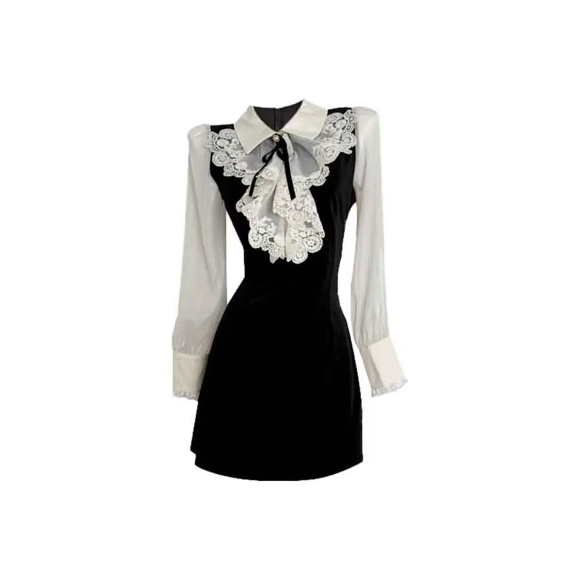 JOSR Длинное платье с длинными рукавами женское черное