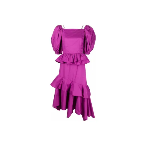 Ulla Johnson Фиолетовые Женские Короткие Платья с Рукавами