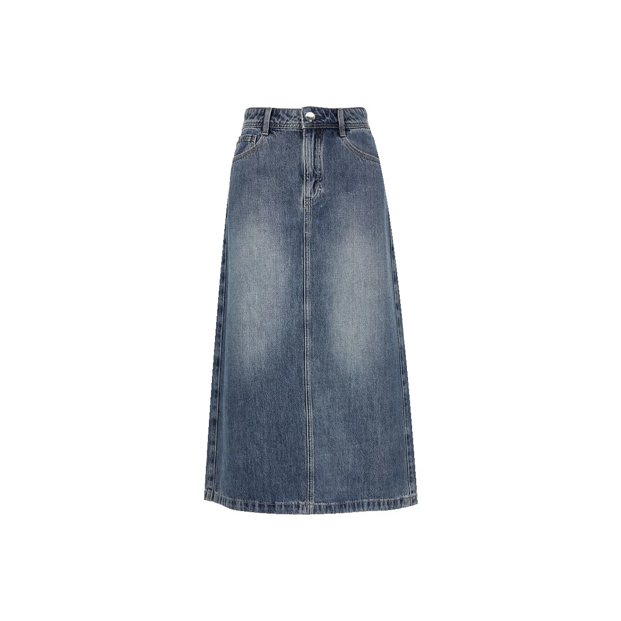 ONLY Деним Длинная Юбка Женская Выстиранный Деним Синий