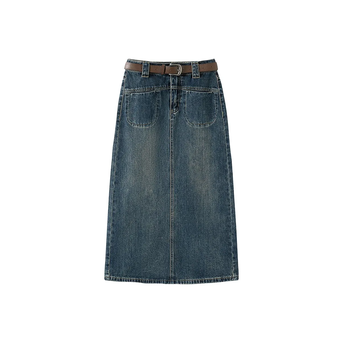 TOUCH Denim Long Skirt Women's Vintage Dark Blue