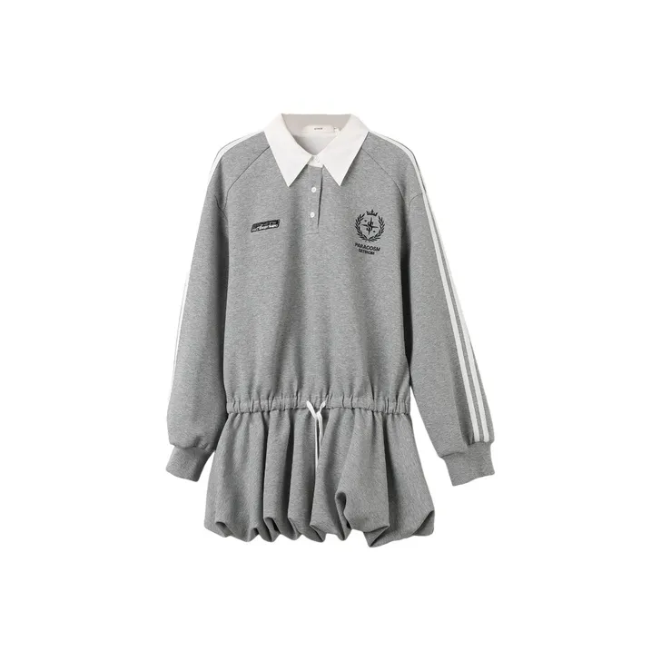 SETIROM Длинное платье с длинными рукавами женское серого цвета