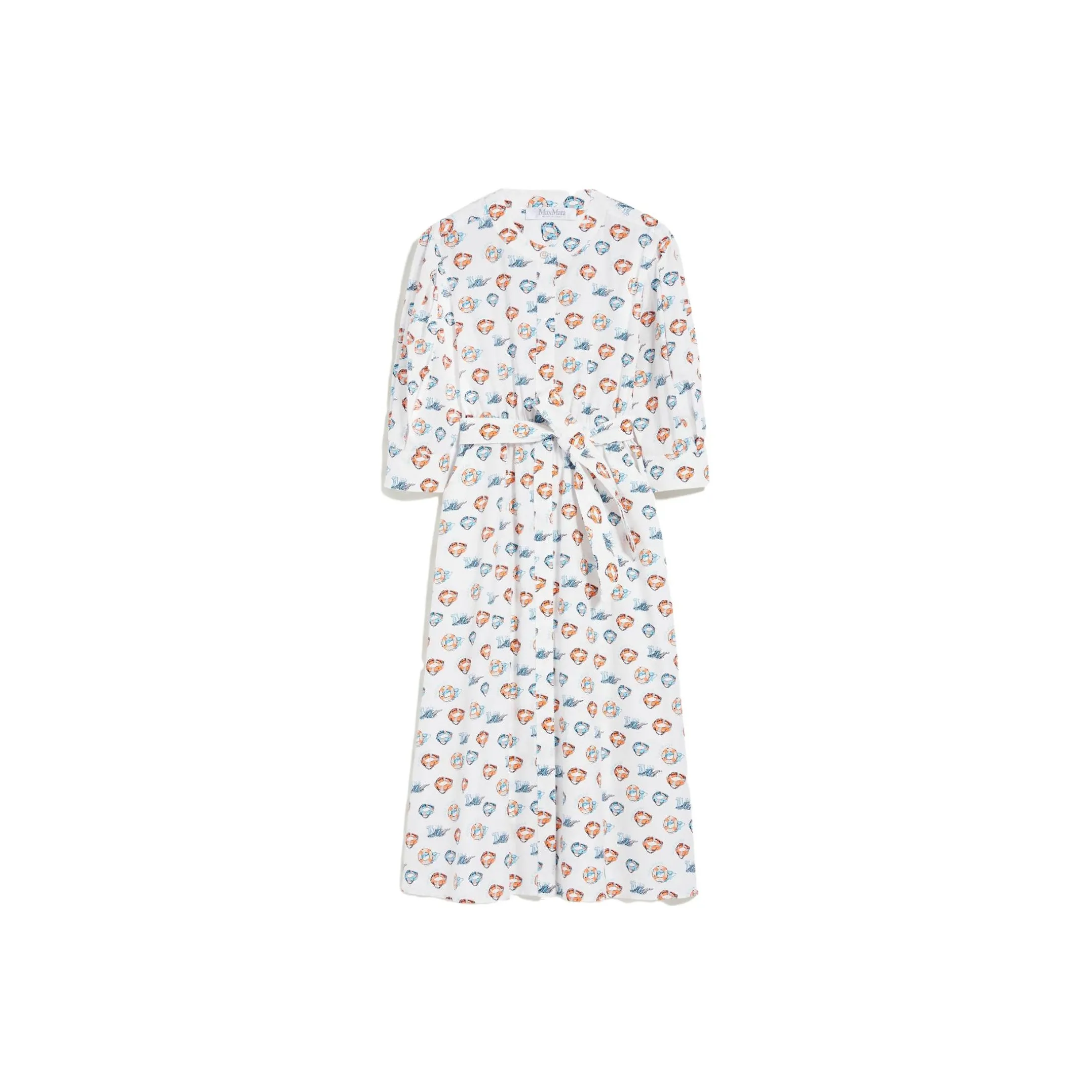 MaxMara Canoa Collection Donut All Over Print Belt 3/4 Sleeved Women's White