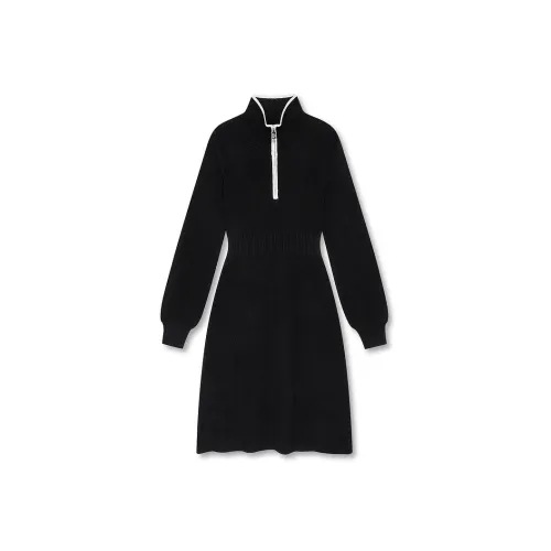 DKNY Черное Женское Длинное Платье с Рукавами