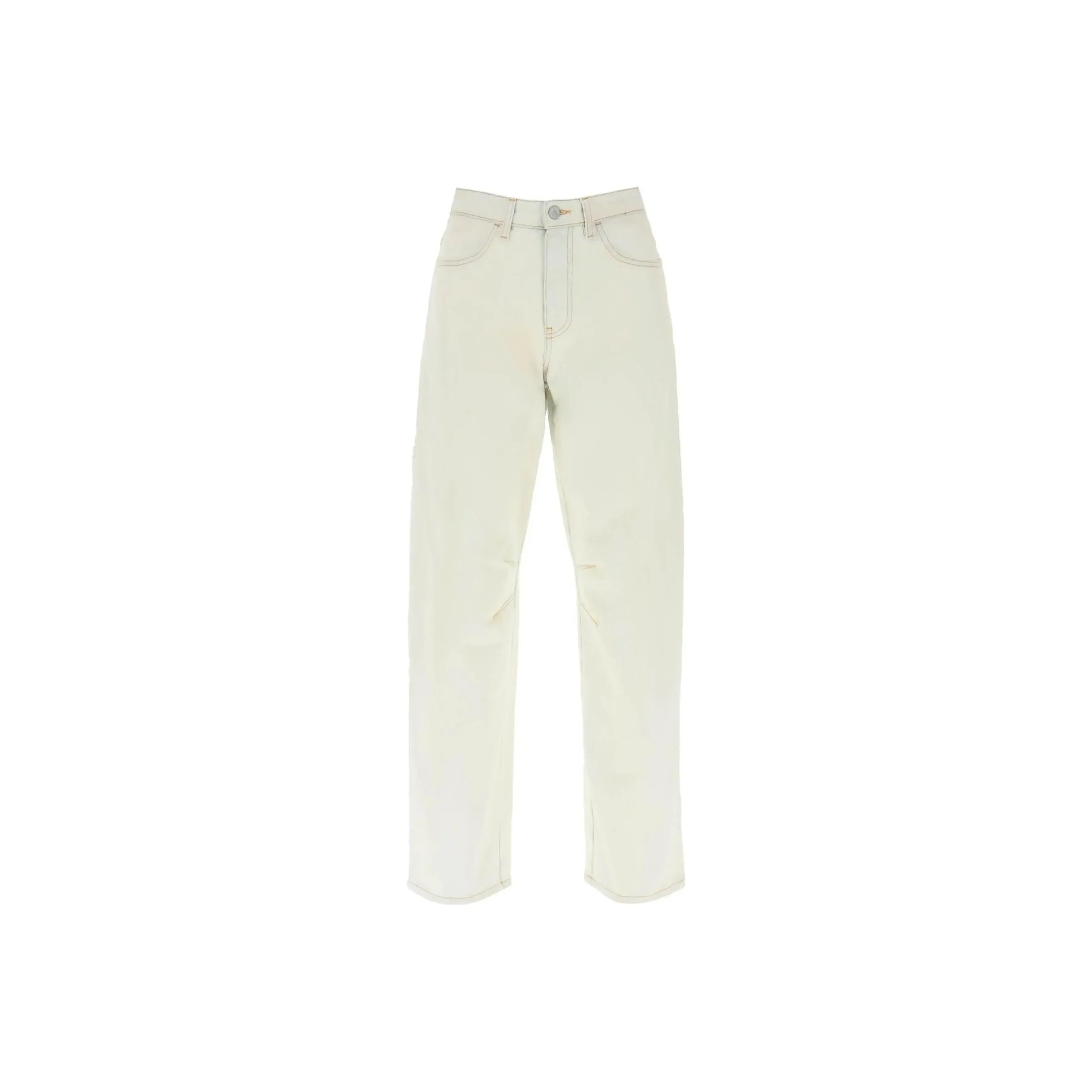 PALM ANGELS High Waist Logo Patch Tapered Jeans