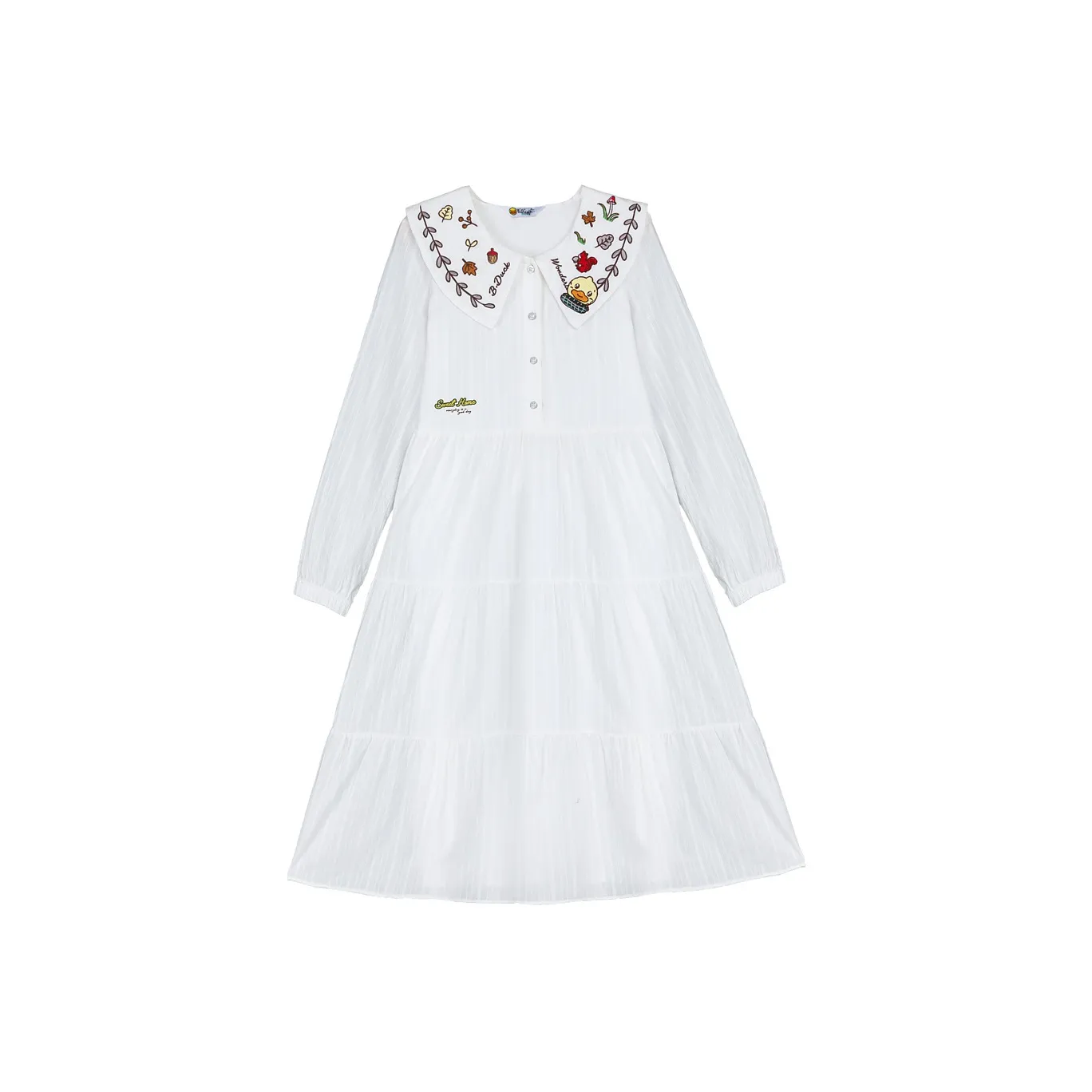 B.Duck Длинное платье с длинными рукавами женское белое