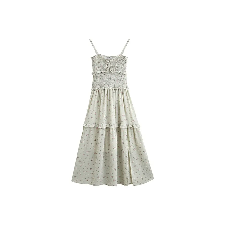 PASSCODIO Slip Платье Женское Зеленый Цветочный