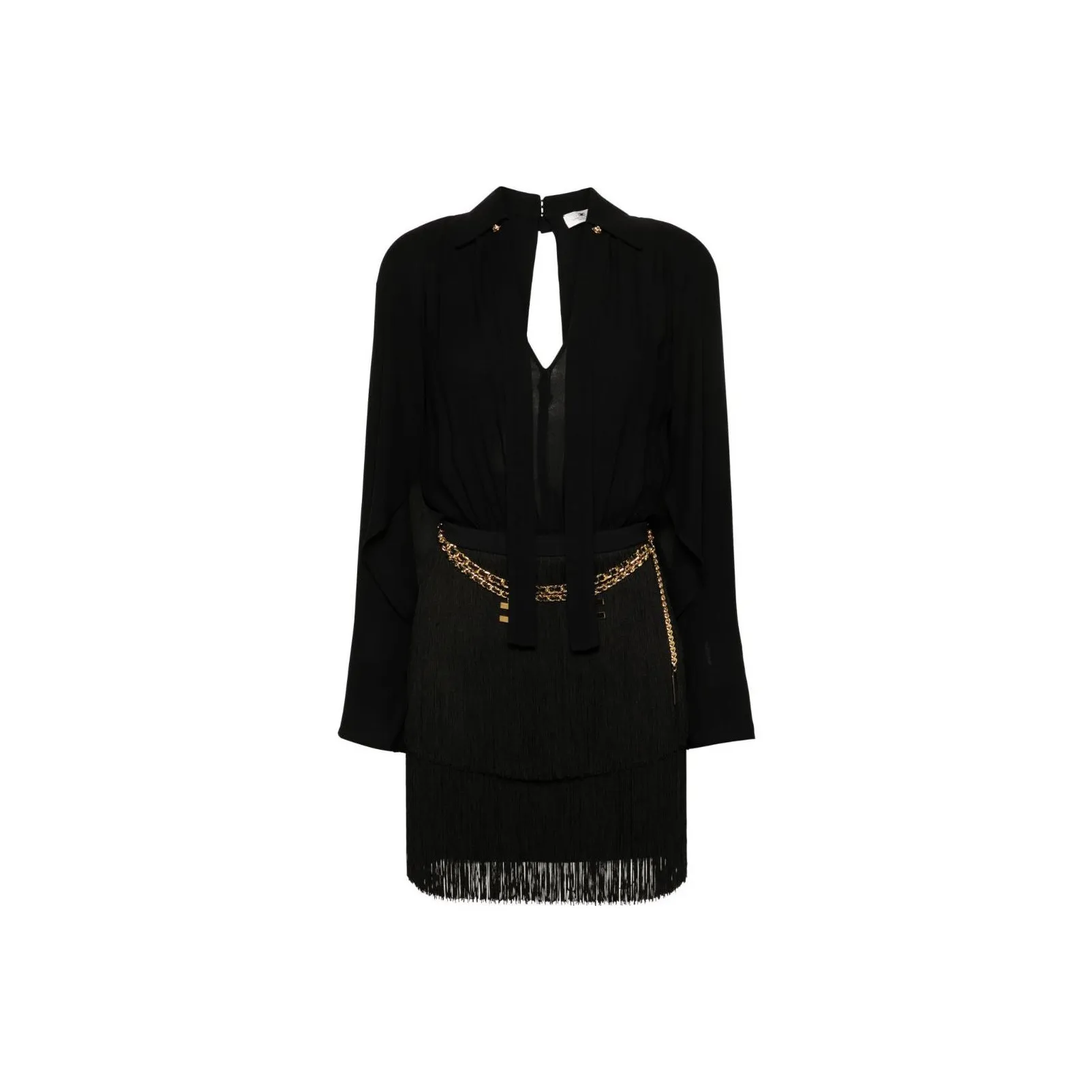 Elisabetta Franchi Chain Detailed Fringed Mini Dress