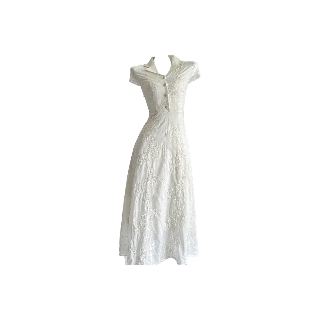 MOONCORE Короткий рукав Платье Женское Белое