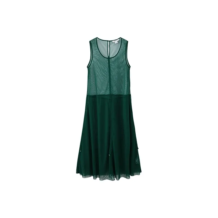 URBAN REVIVO Sleeveless Dresses Women's Leather Green