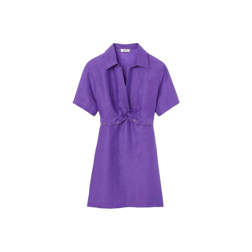 Sandro Короткий рукав Платье Женское Фиолетовое