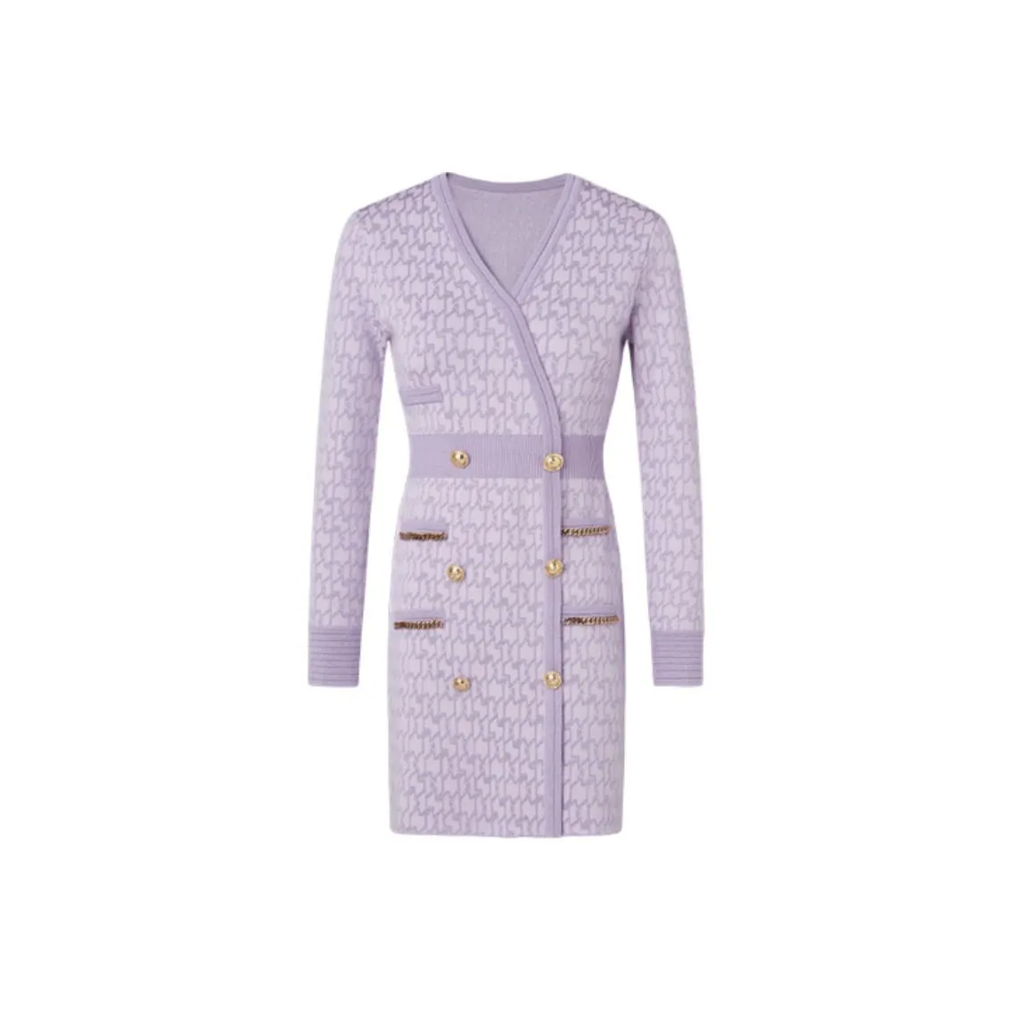 KARL LAGERFELD Длинное платье с длинными рукавами женское фиолетовое