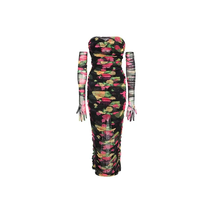 NANA JACQUELINE Без рукавов Платье Женское Черное Розовое с принтом