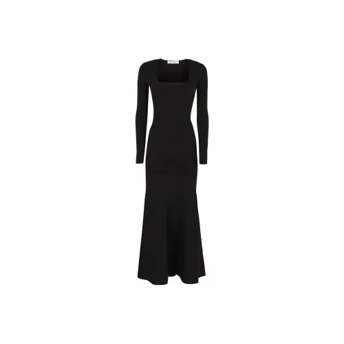 NINA RICCI Черное Женское Длинное Платье с Рукавами