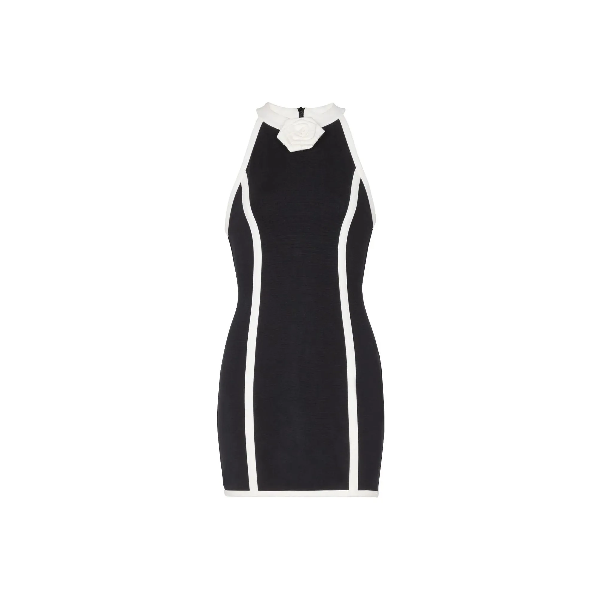 BALMAIN Floral appliqué Striped Minidress