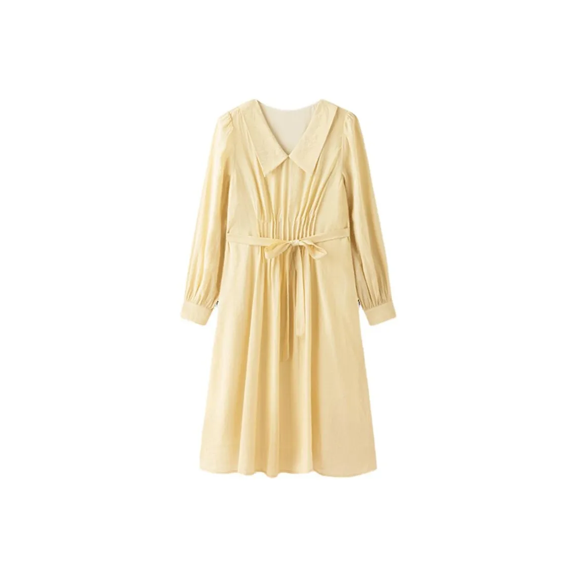 TKY SHOP Long Sleeved Dress Women's Apricot Yellow