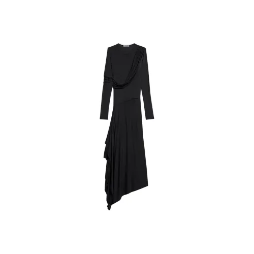 Helmut Lang Черное Женское Длинное Платье с Рукавами