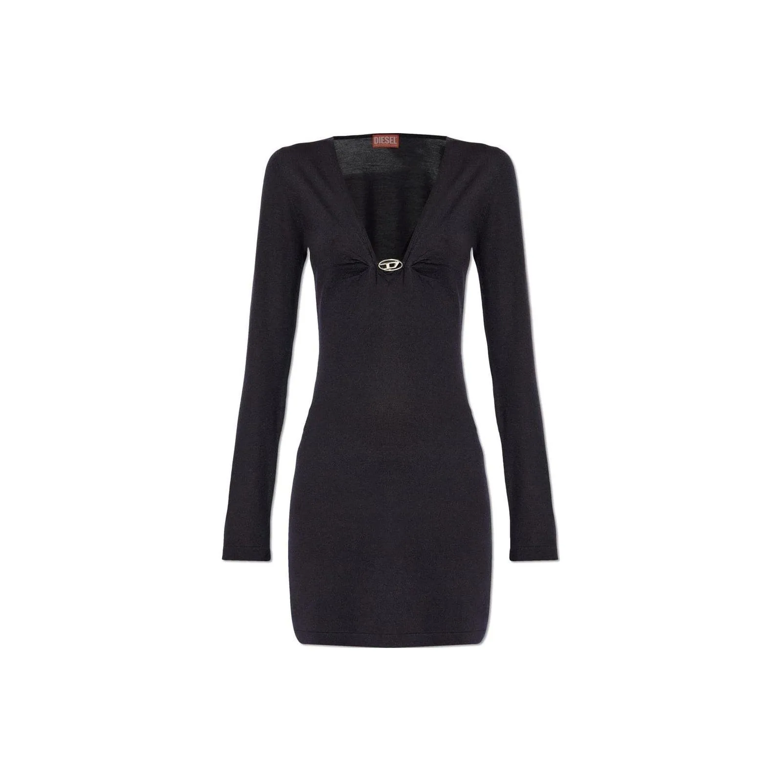 DIESEL SS25 Длинное Платье с Длинными Рукавами Женское Черное