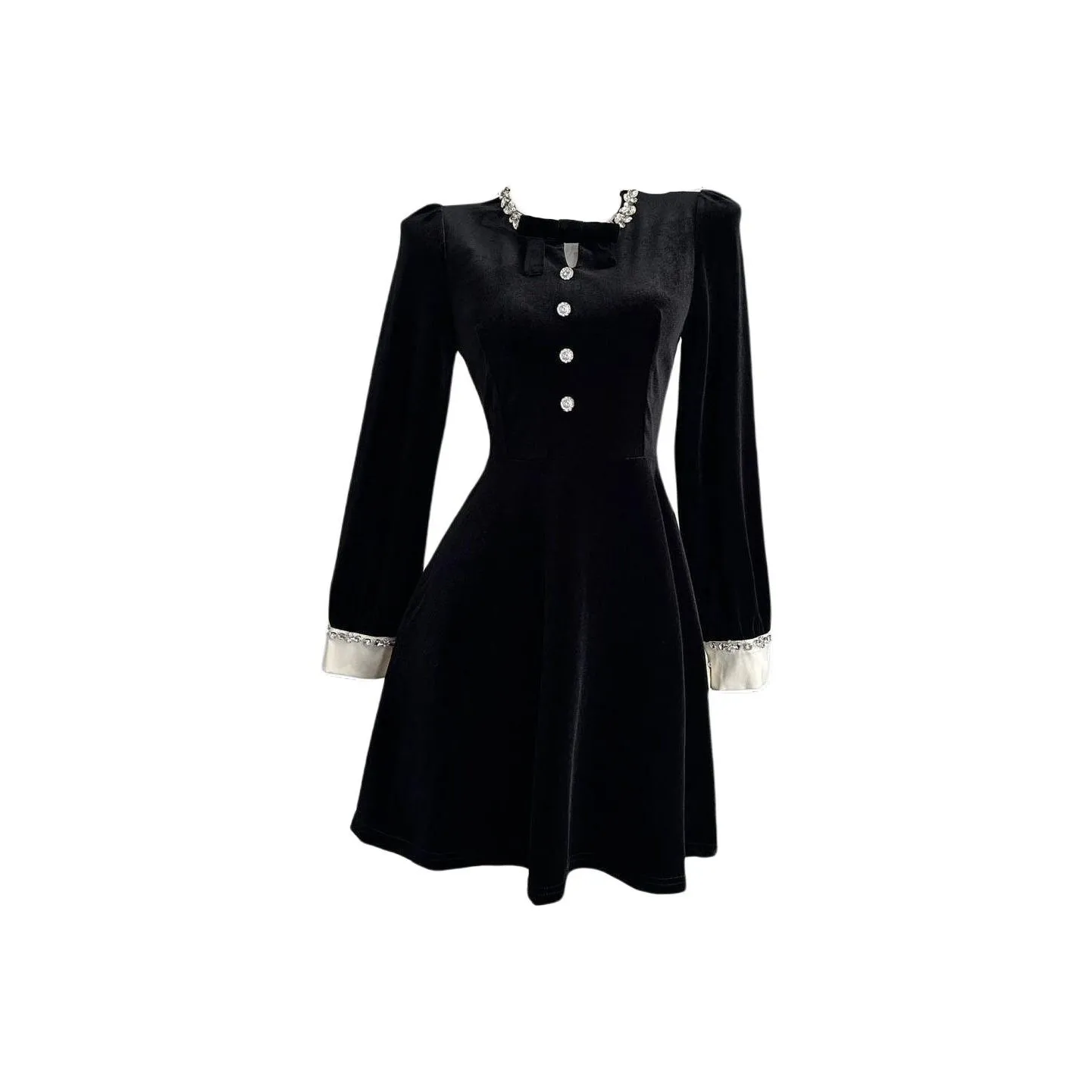 SECFLY OFFICIAL Long Sleeved Dresses Women's Velour Black