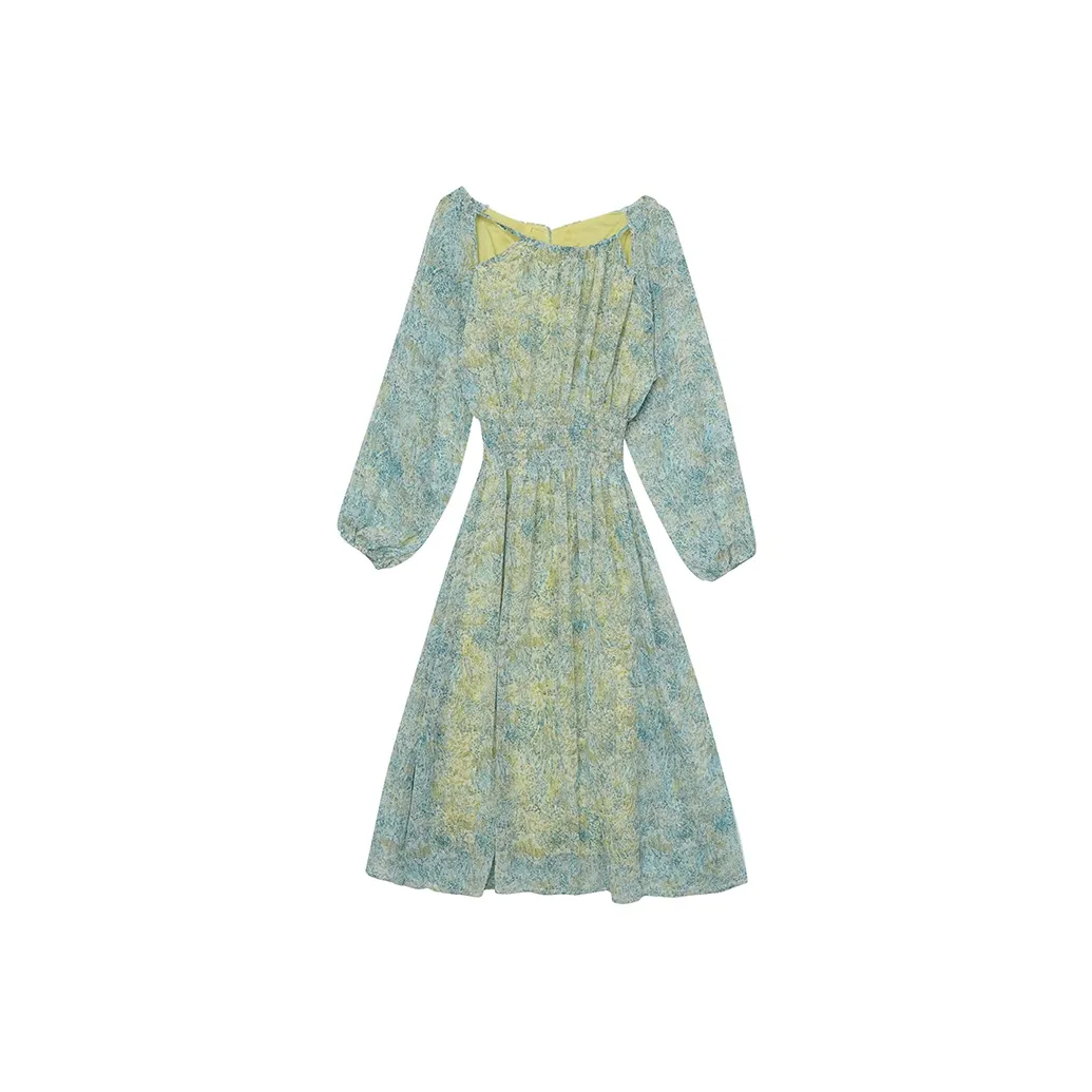 BVODE Длинное платье с длинными рукавами женское зеленое