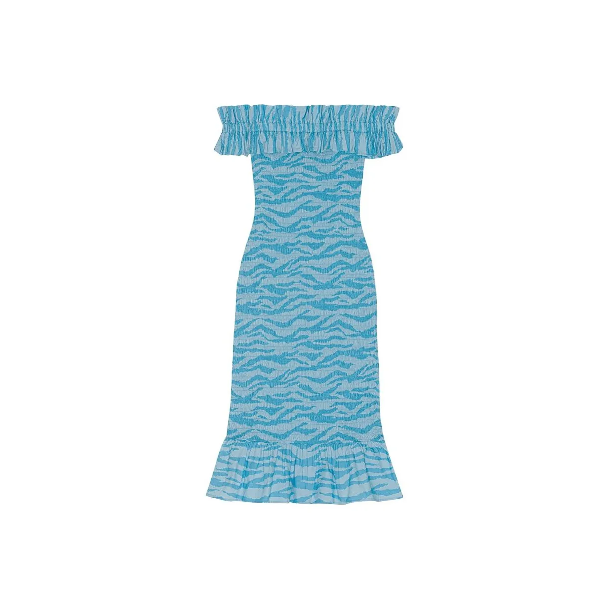 GANNI Короткое платье с короткими рукавами женское небесно-голубой