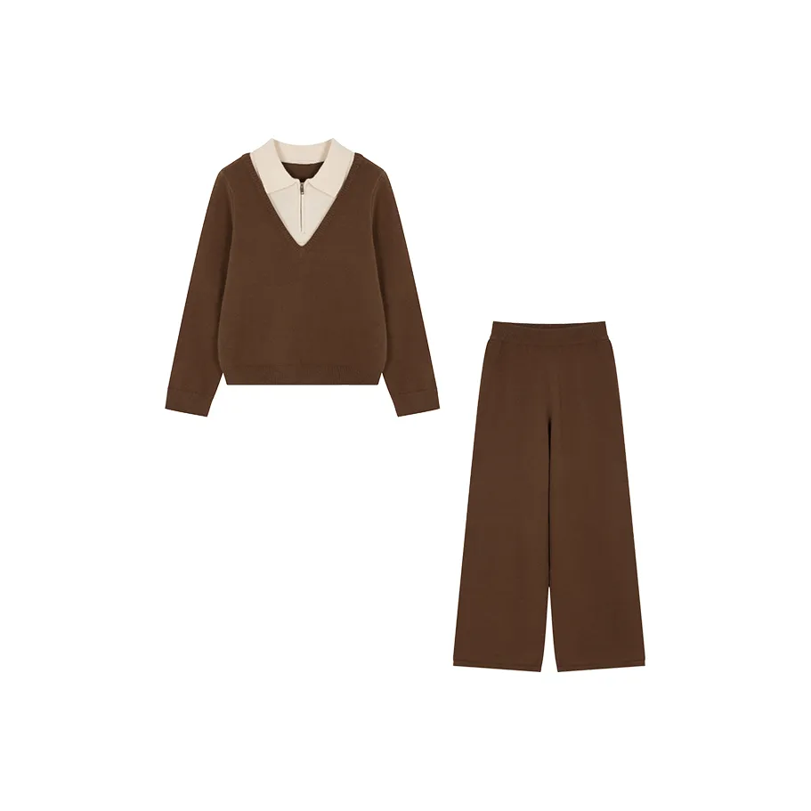 Mo Han Yi Mei Повседневный костюм женский кофейный и бежевый