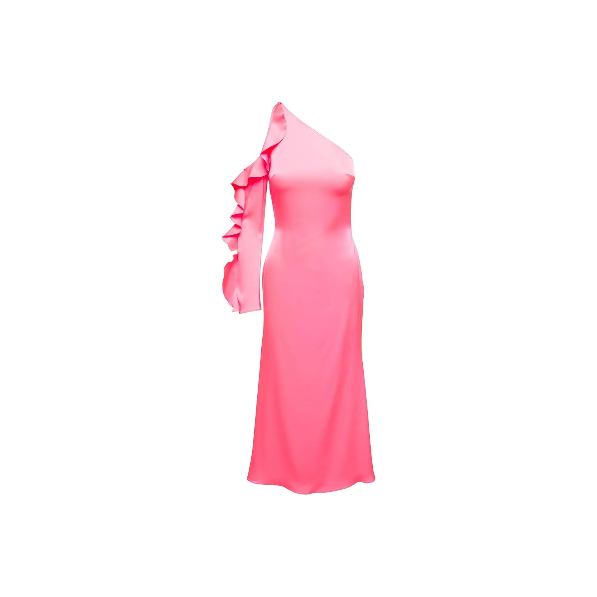 DAVID KOMA One Sleeved Ruffled Midi Dress