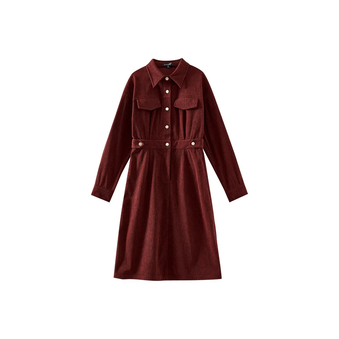 OUNIXUE Длинное платье с длинными рукавами женское ржаво-красный