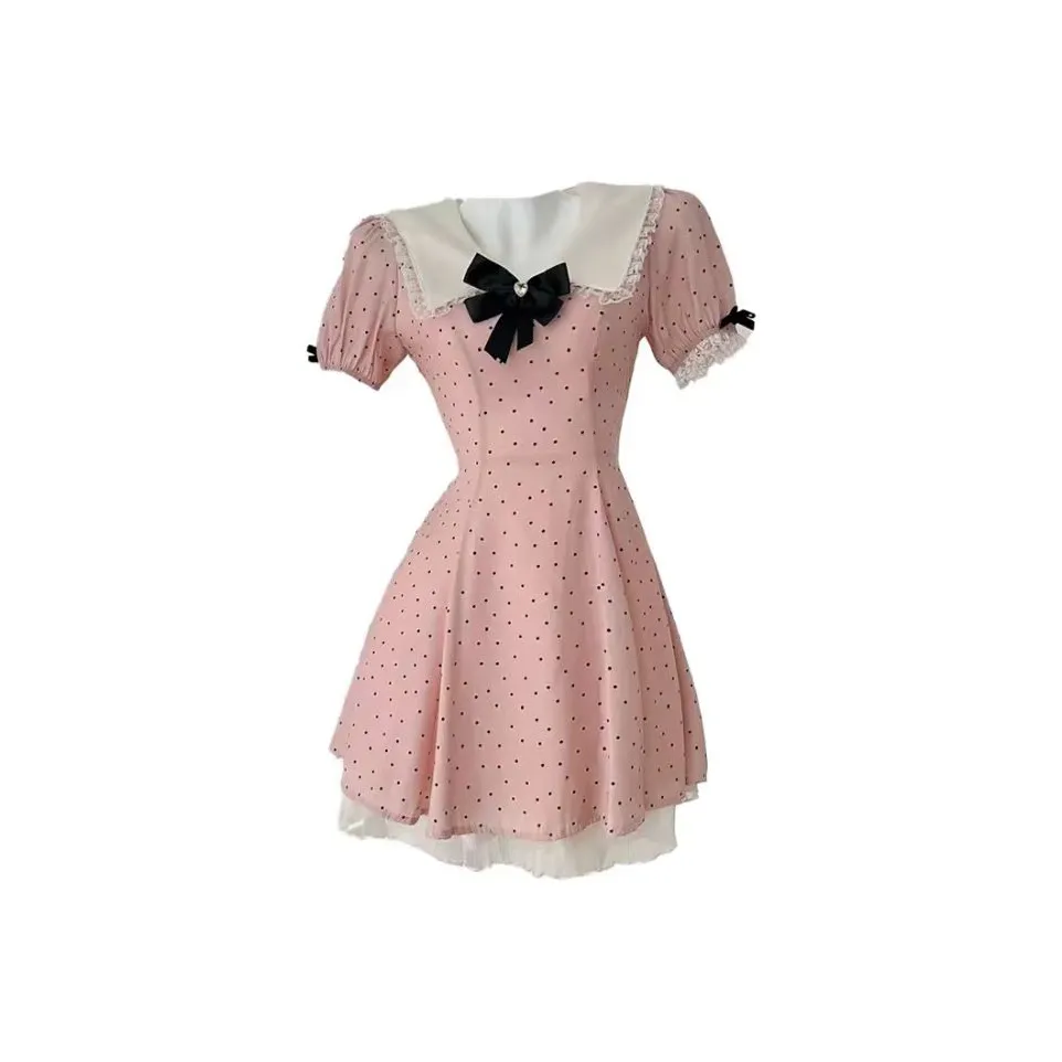 Lookinto Короткий рукав Платье Женское Розовое