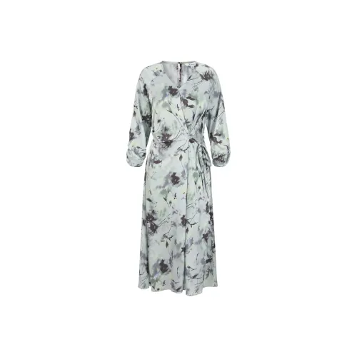 JZ. ANNAKRO Flower Яшмовый Женские Длинные Платья с Рукавами