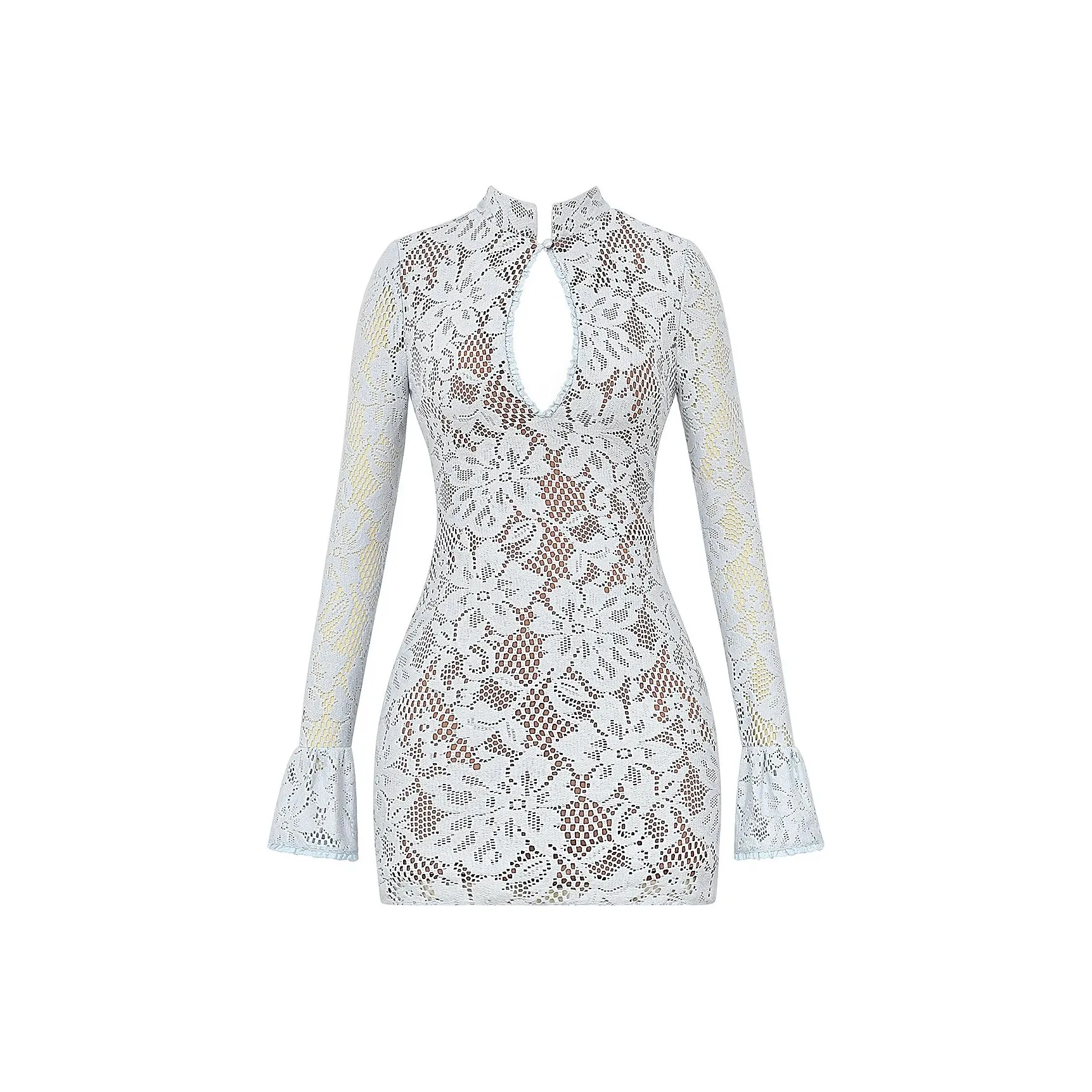 HOUSE OF CB Brianna Long Sleeved Dress Women's Bluebell/Bluebell Color