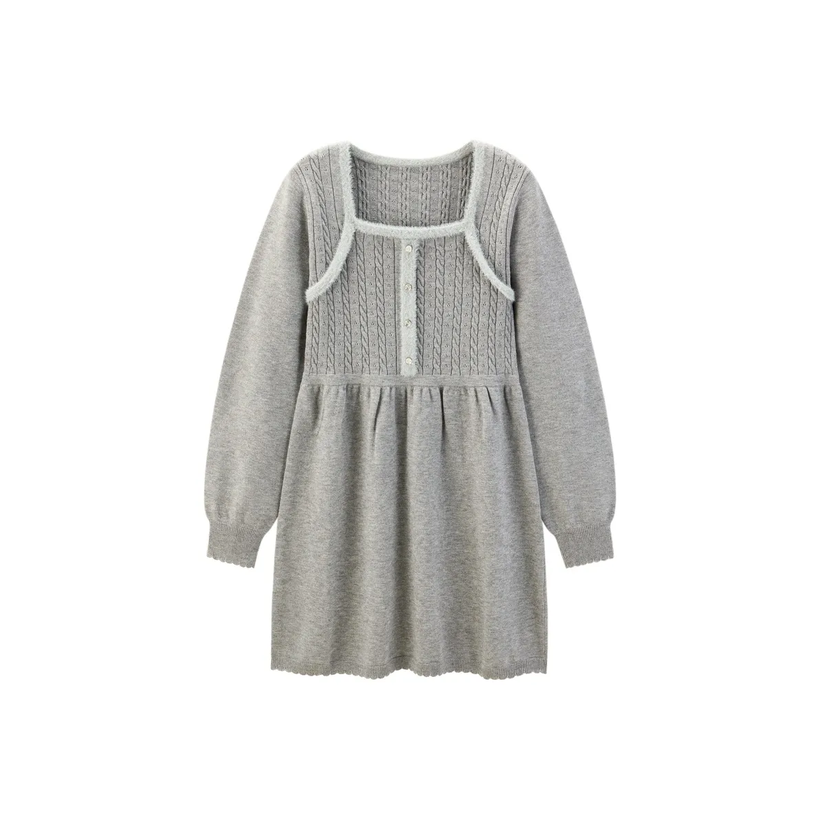 LEDIN Длинное платье с длинными рукавами женское жемчужно-серый