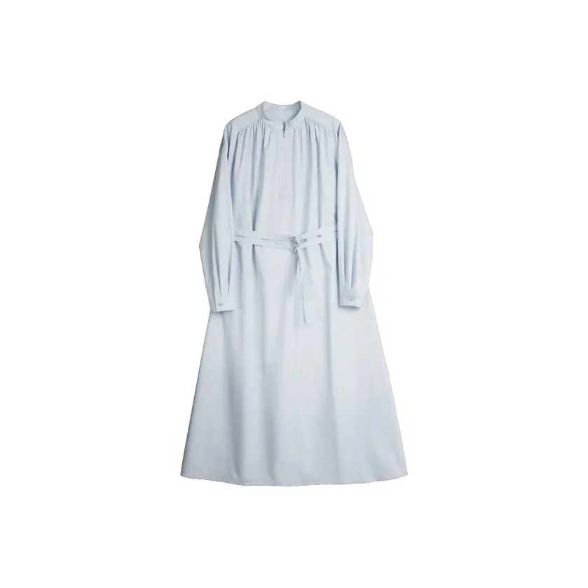 ELLE Длинное платье с длинными рукавами женское светло-синее