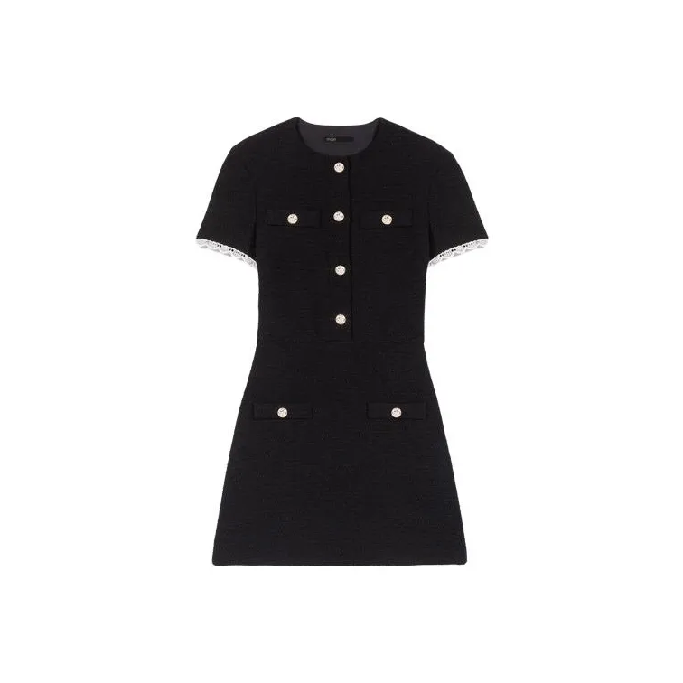 Maje Короткий рукав Платье Женское Черное