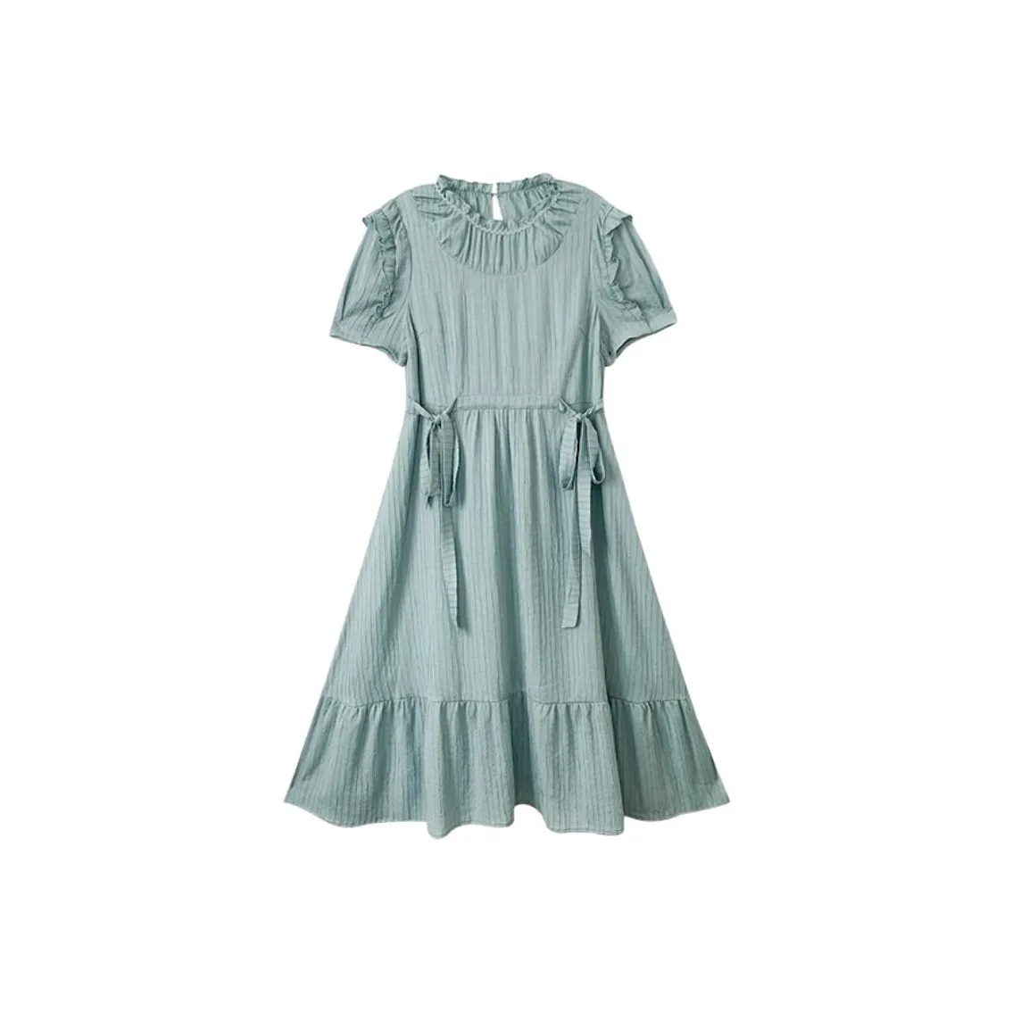 WUPODAMANVZHUANG Короткий рукав Платье Женское Цвет Селадон