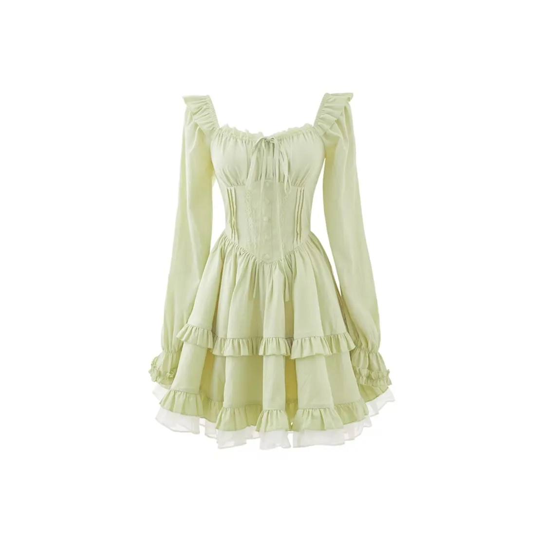 AFGGD Long Sleeved Dress Women's Green