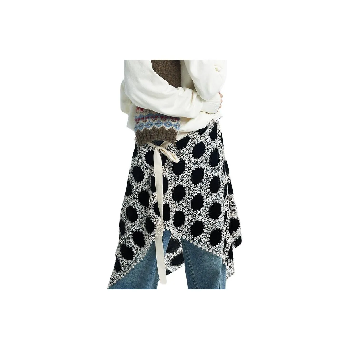 SAME FLOW KNIT Длинная Юбка Унисекс Черная Точка