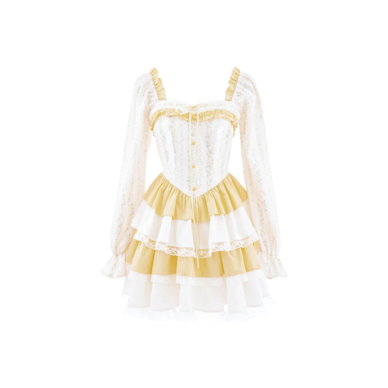 Blovelan Long-Sleeved Dresses Women's Pastoral Yellow