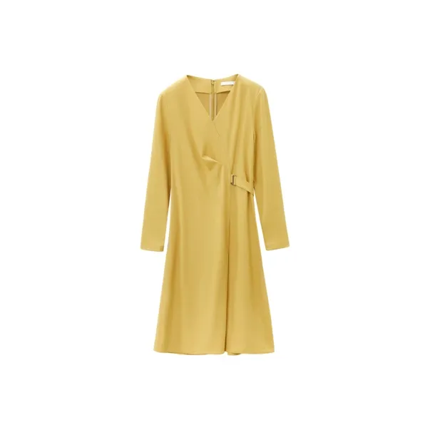 OVV Длинное платье с длинными рукавами женское средне-желтое